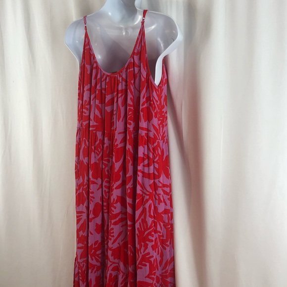 Loft floral rayon tiered spaghetti strap midi dress S - Picture 14 of 15